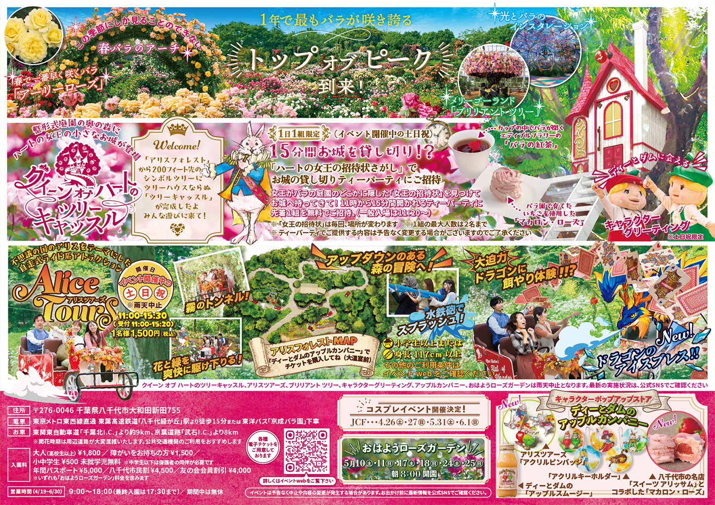 クイーンオブハートのツリーキャッスル A4チラシ裏面｜京成バラ園